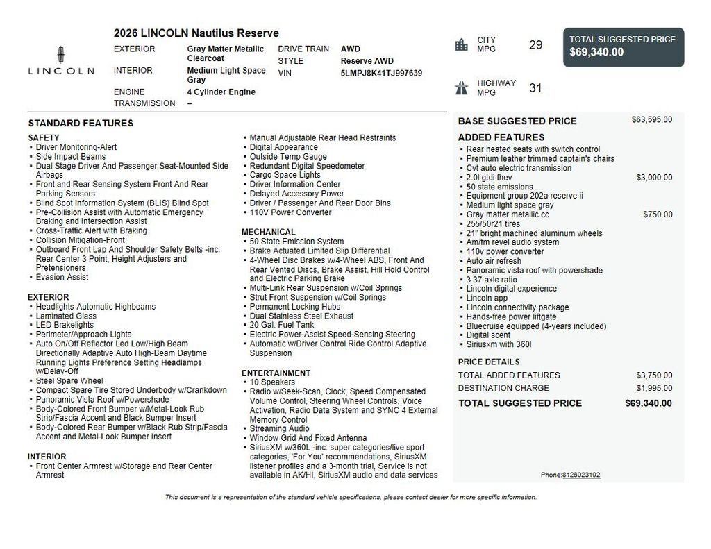 Used 2026 Lincoln Nautilus Reserve AWD/4WD image 49
