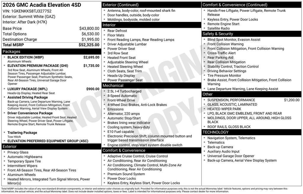 New 2026 GMC Acadia Elevation w/ Black Edition FWD image 26