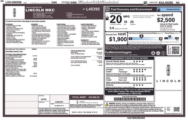 Certified 2019 Lincoln MKC Reserve AWD/4WD image 5