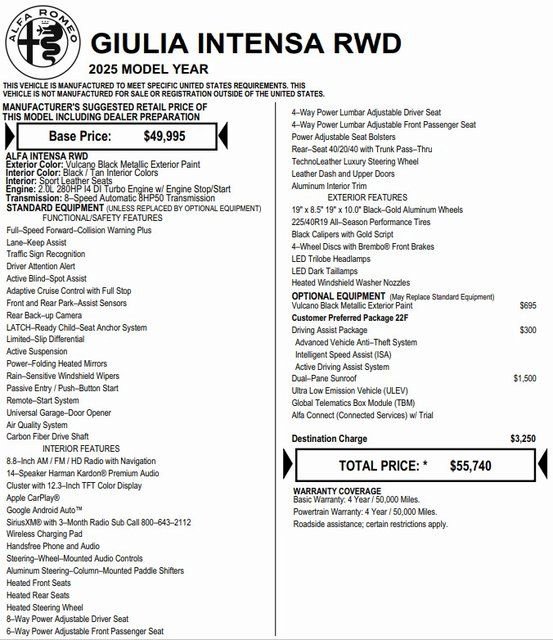 Used 2025 Alfa Romeo Giulia w/ Driving Assist Package image 2