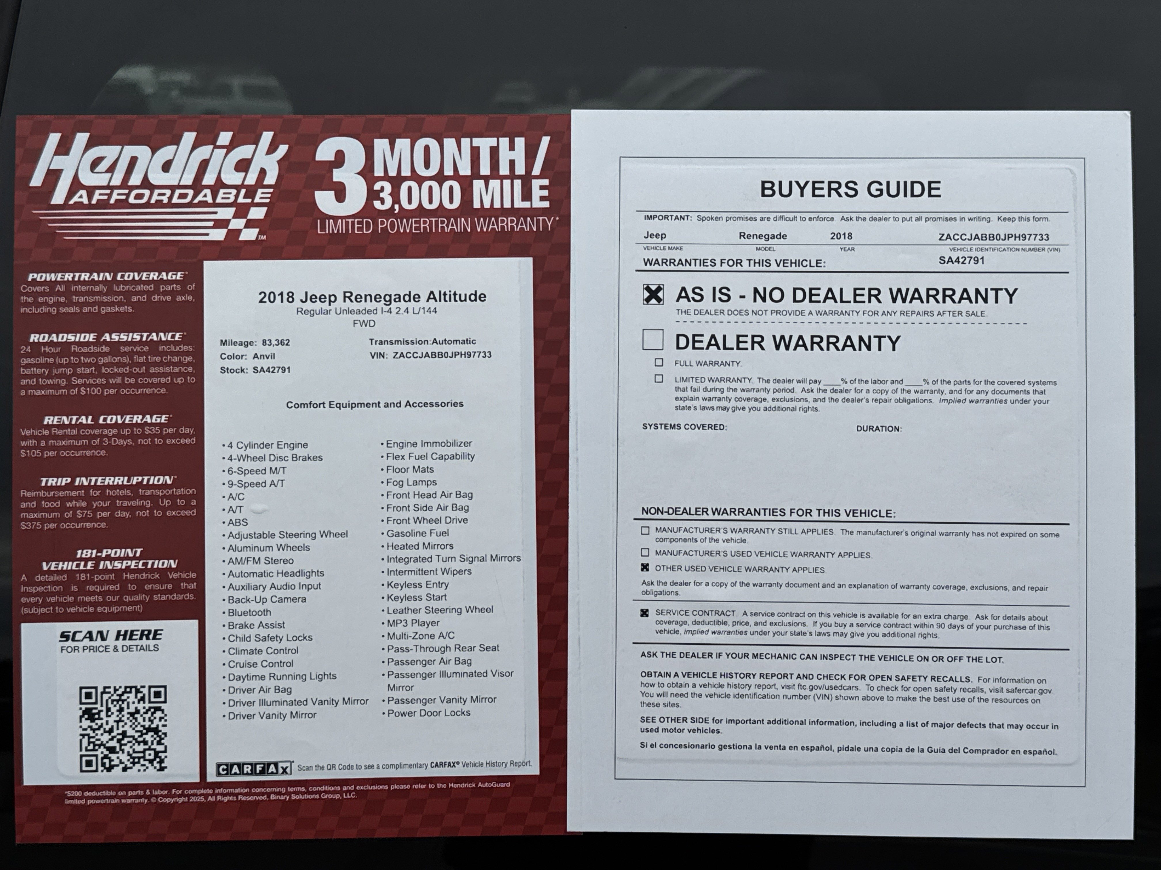 Used 2018 Jeep Renegade Altitude image 35