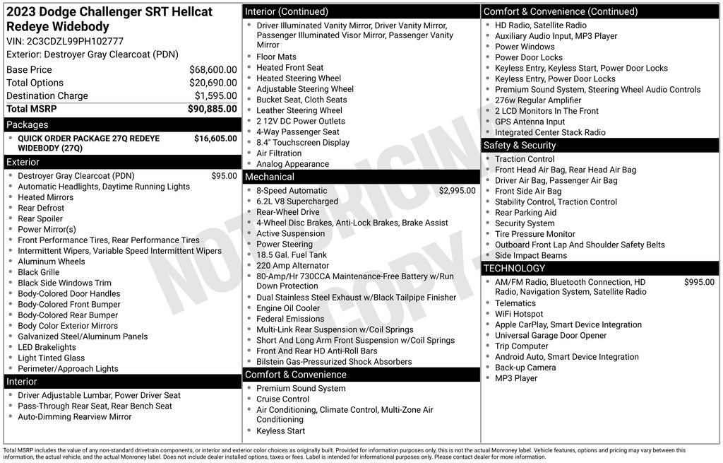 New 2023 Dodge Challenger SRT Hellcat Redeye image 15