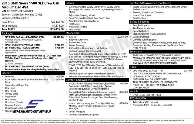 Used 2015 GMC Sierra 1500 SLT w/ SLT Crew Cab Value Package image 33