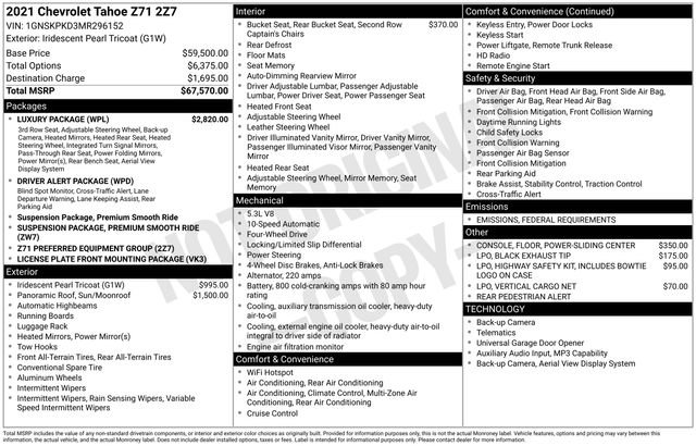 Certified 2021 Chevrolet Tahoe Z71 w/ Luxury Package image 36