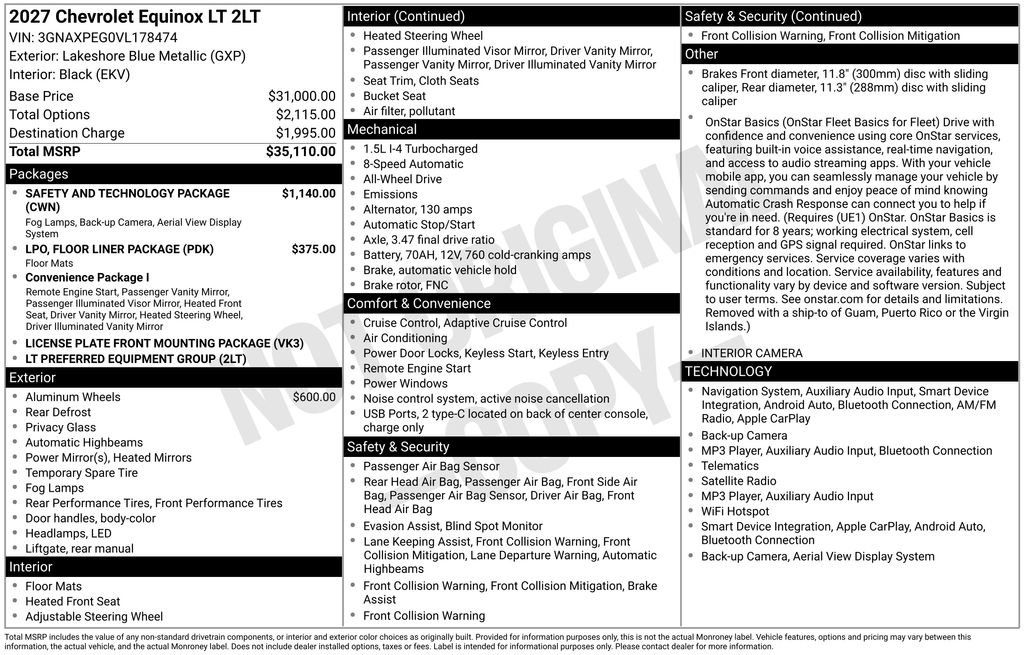 New 2027 Chevrolet Equinox LT w/ Safety and Technology Package AWD/4WD image 6