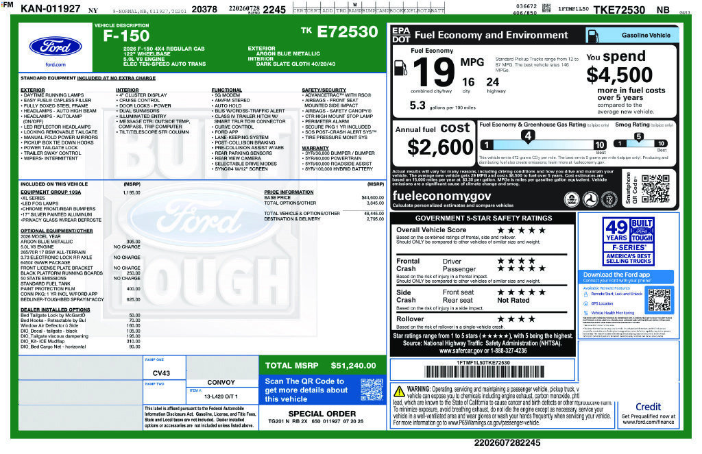 New 2026 Ford F150 XL w/ Equipment Group 103A High AWD/4WD image 6