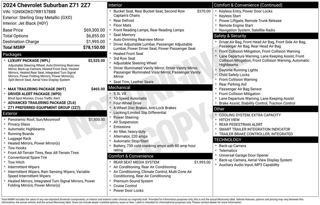 Used 2024 Chevrolet Suburban Z71 w/ Luxury Package AWD/4WD image 6