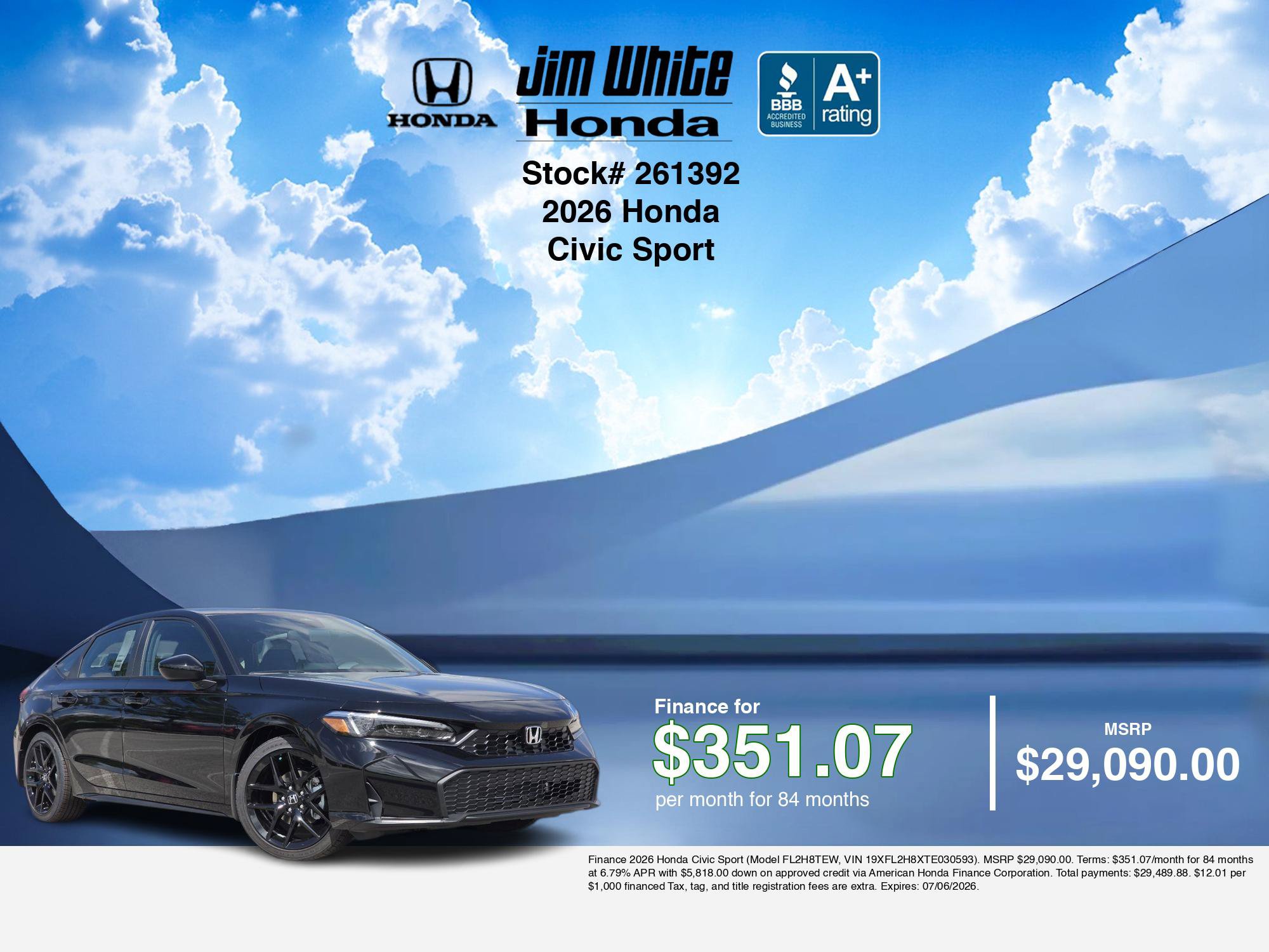New 2026 Honda Civic Sport image 7