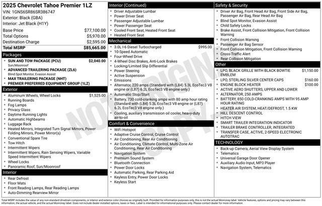 New 2025 Chevrolet Tahoe Premier w/ Sun And Tow Package image 2