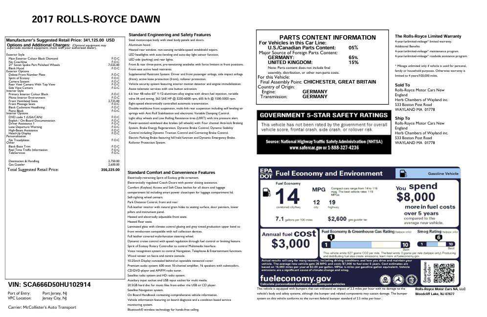 Certified 2017 Rolls-Royce Dawn image 2