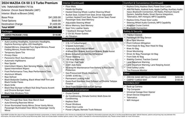 Certified 2024 MAZDA CX-50 AWD 2.5 Turbo w/ Cargo Package image 35