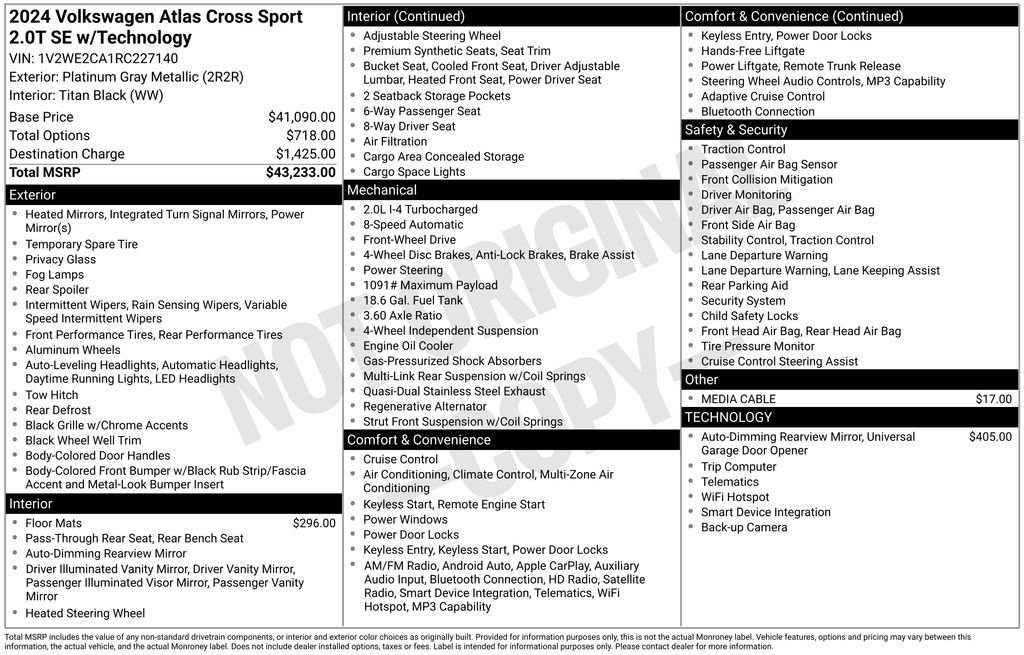 Certified 2024 Volkswagen Atlas Cross Sport SE FWD image 37
