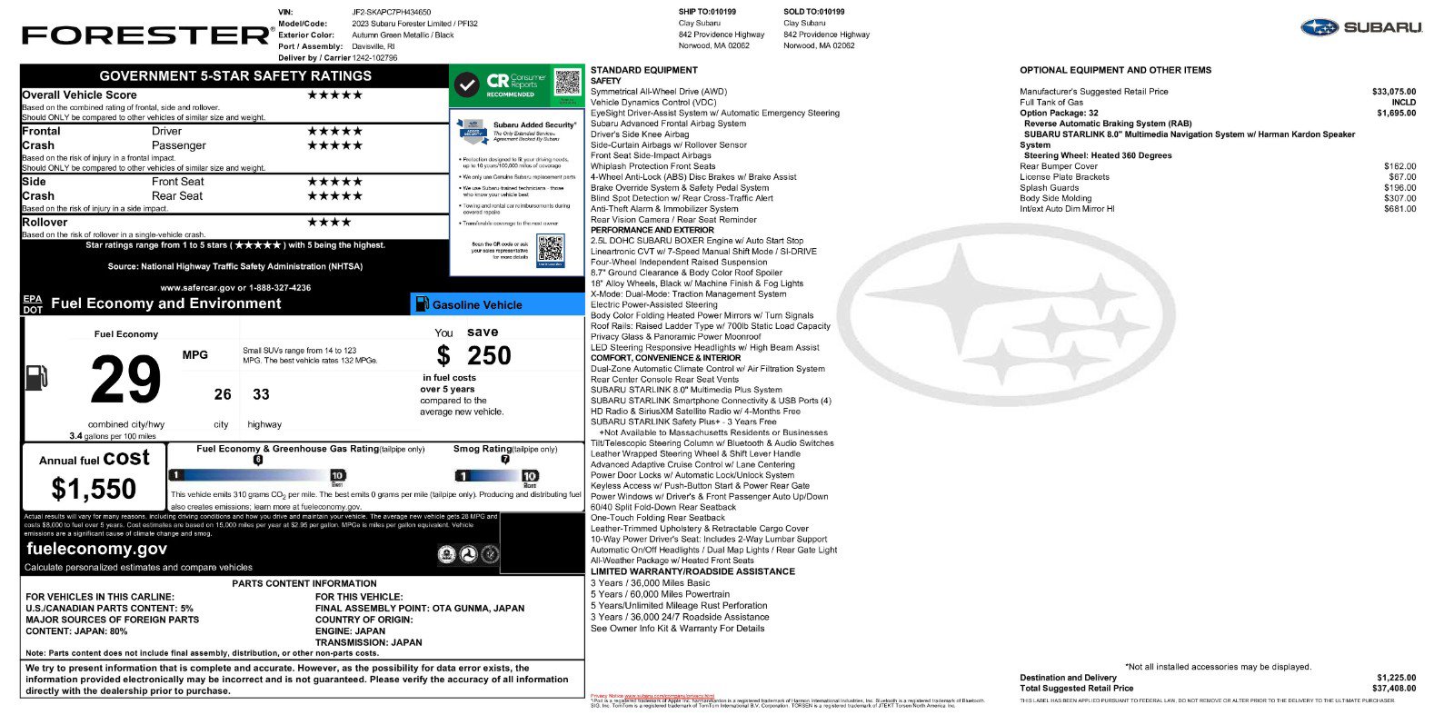 Certified 2023 Subaru Forester Limited image 11