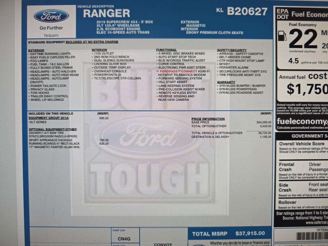 Used 2019 Ford Ranger XLT w/ Equipment Group 301A Mid image 21