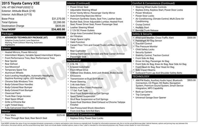 Used 2015 Toyota Camry XSE w/ Advanced Technology Package image 16