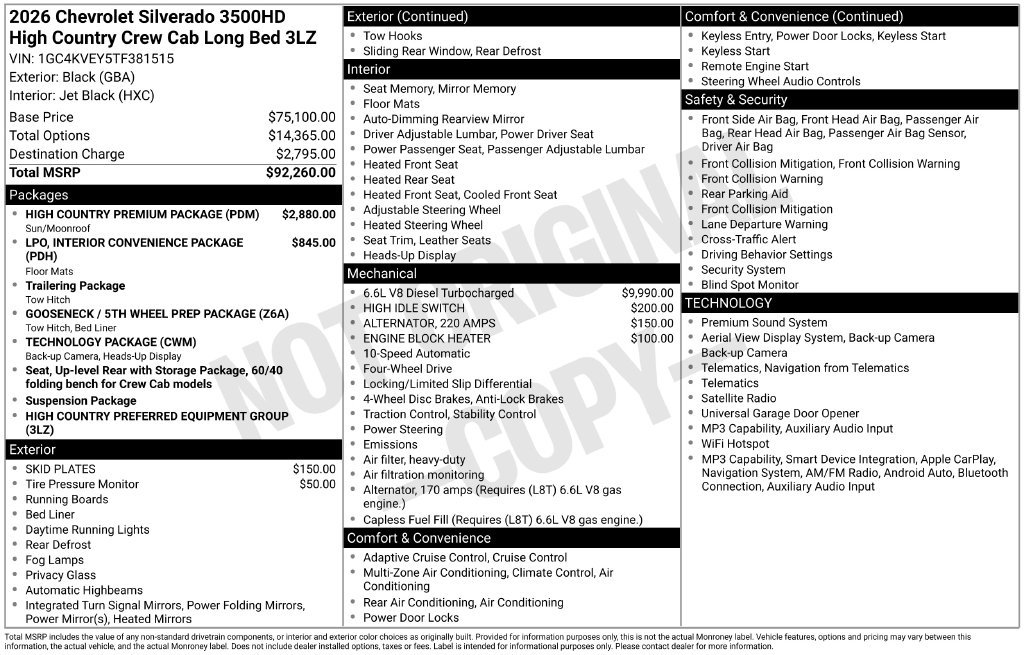 New 2026 Chevrolet Silverado 3500 High Country w/ High Country Premium Package AWD/4WD image 26