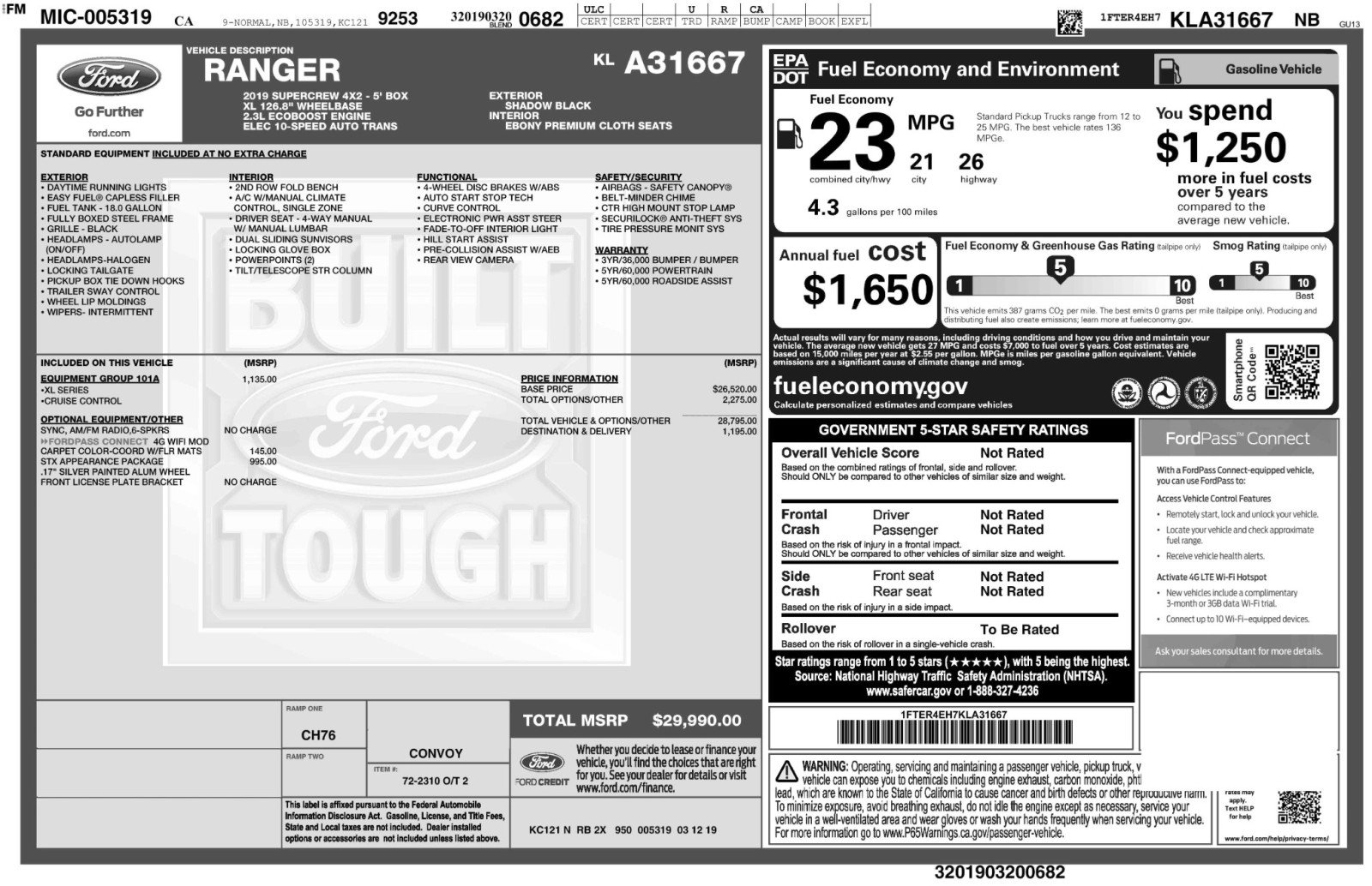 Used 2019 Ford Ranger XL w/ Equipment Group 101A Mid image 46