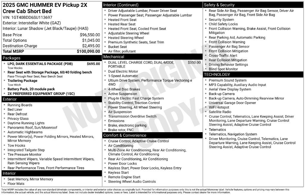 Used 2025 GMC Hummer EV 2X w/ LPO, Dark Essentials Package AWD/4WD image 36