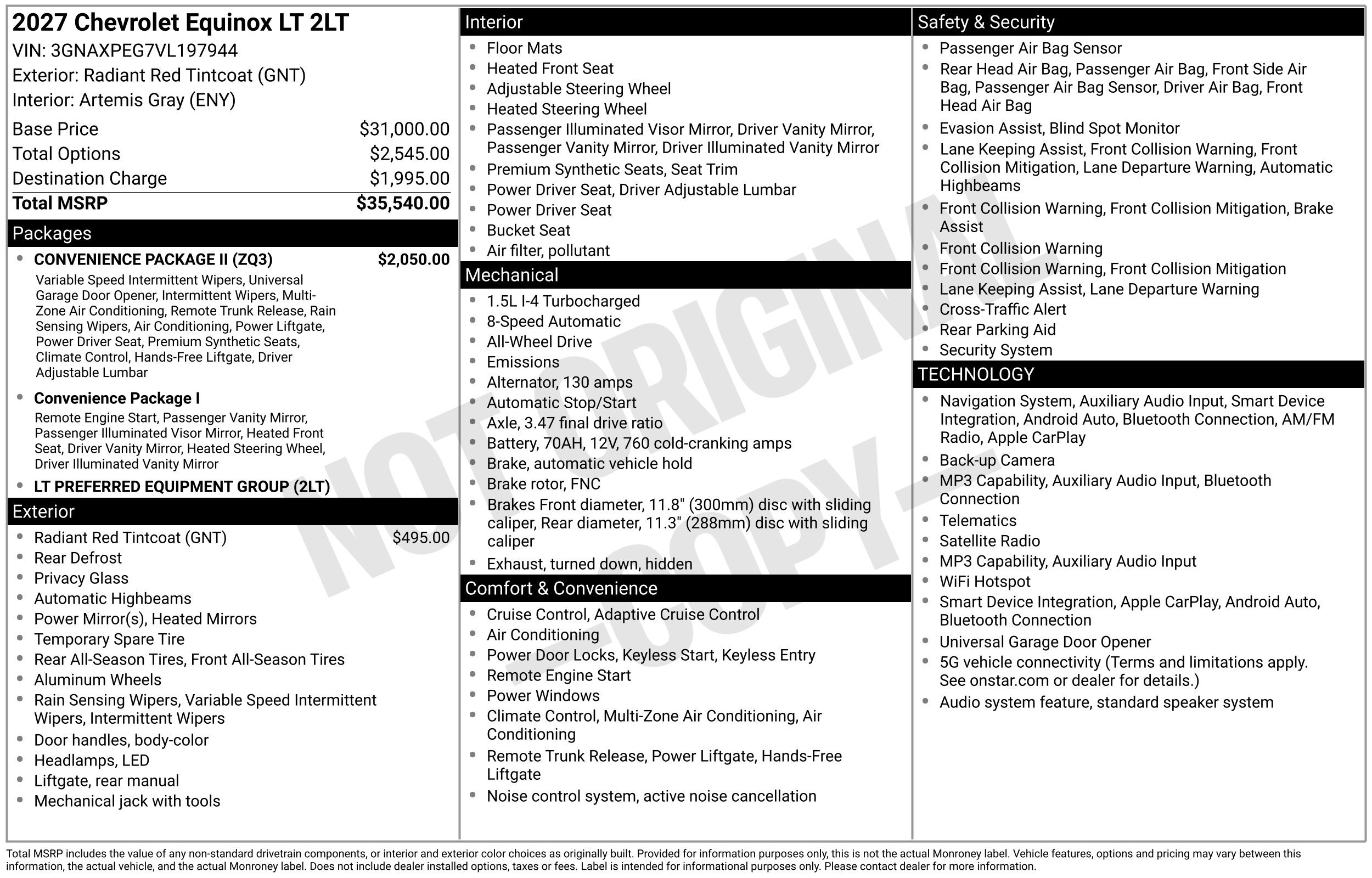 New 2027 Chevrolet Equinox LT w/ Convenience Package II AWD/4WD image 3