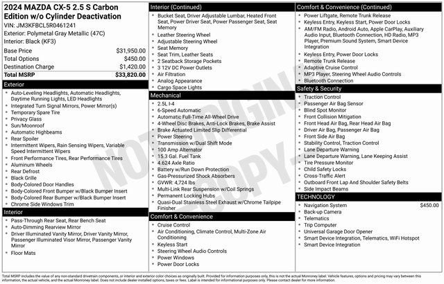 Used 2024 MAZDA CX-5 Carbon Edition image 88
