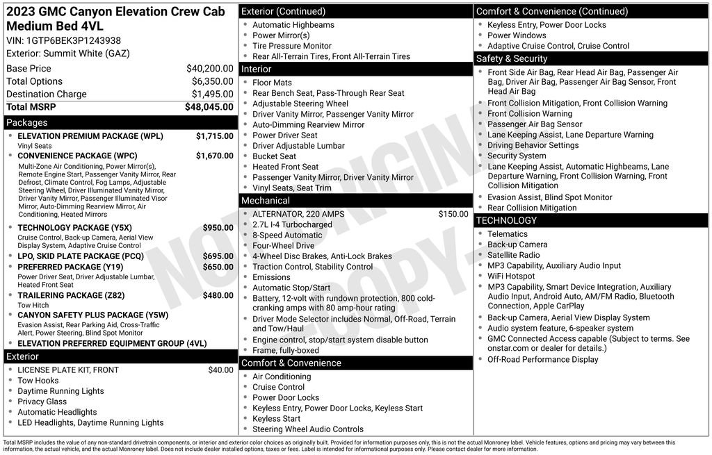 Used 2023 GMC Canyon Elevation w/ Elevation Premium Package AWD/4WD image 6