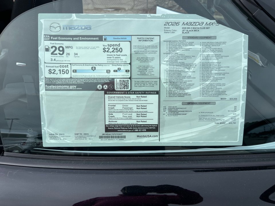 New 2026 MAZDA MX-5 Miata Club w/ Interior Package RWD image 34