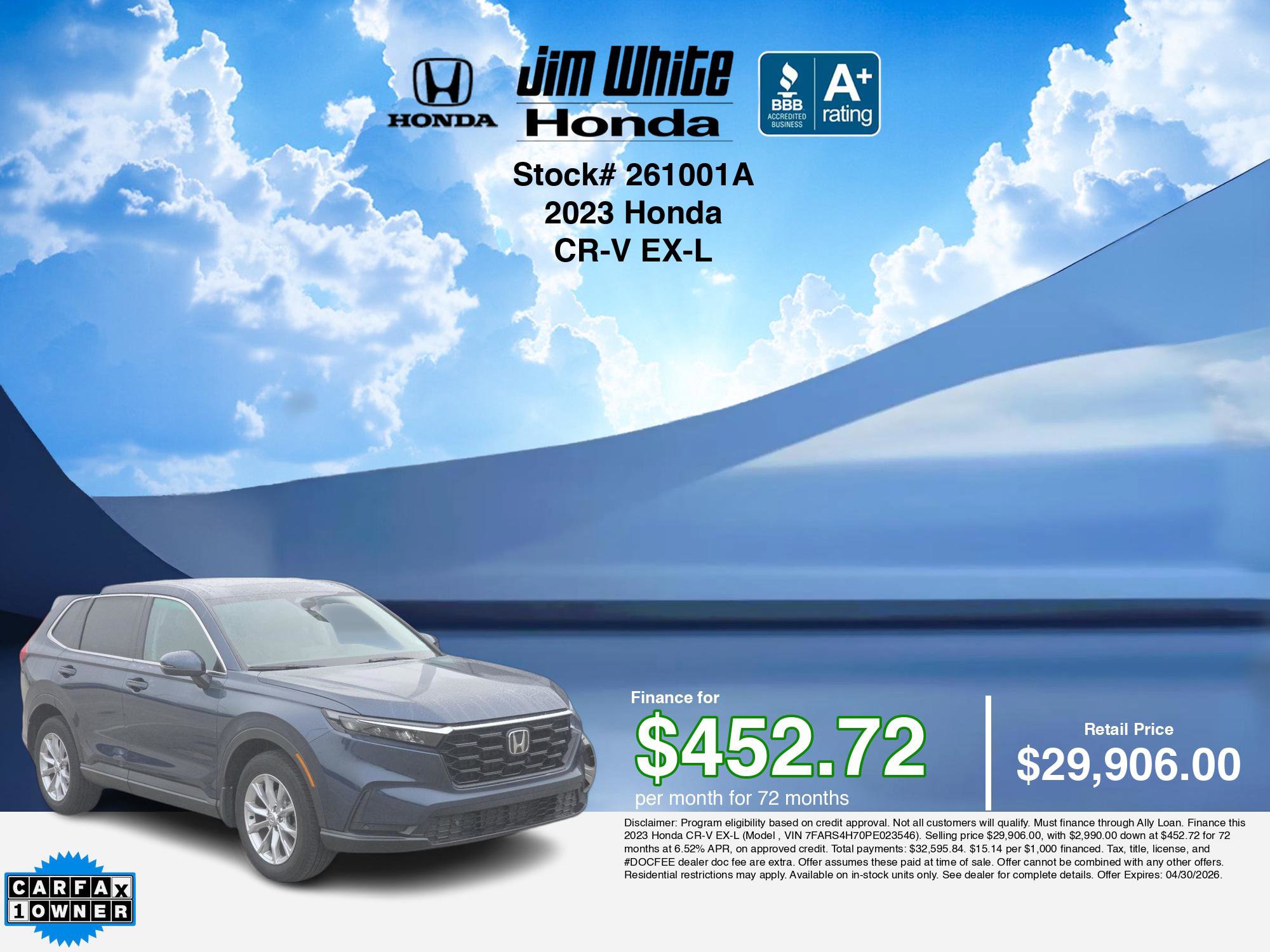 Certified 2023 Honda CR-V EX-L image 3