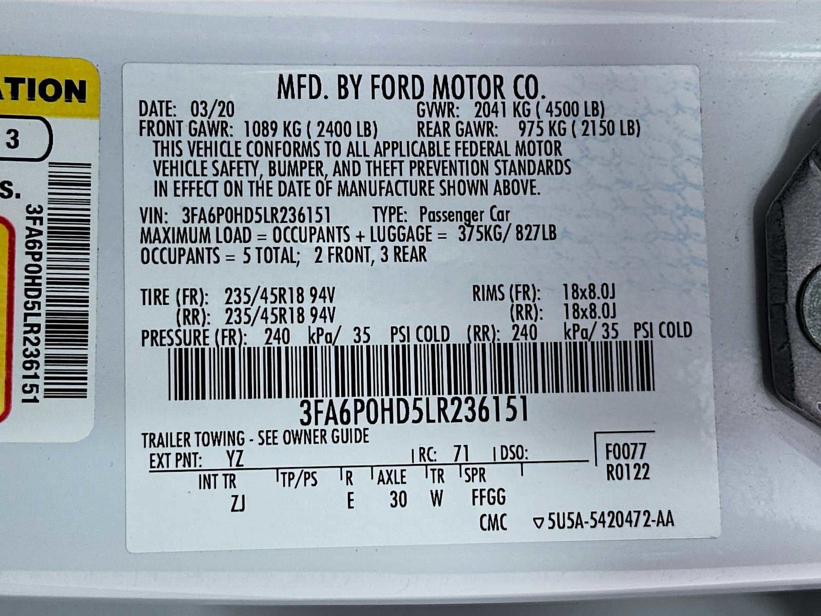 Used 2020 Ford Fusion SE w/ Equipment Group 151A image 29