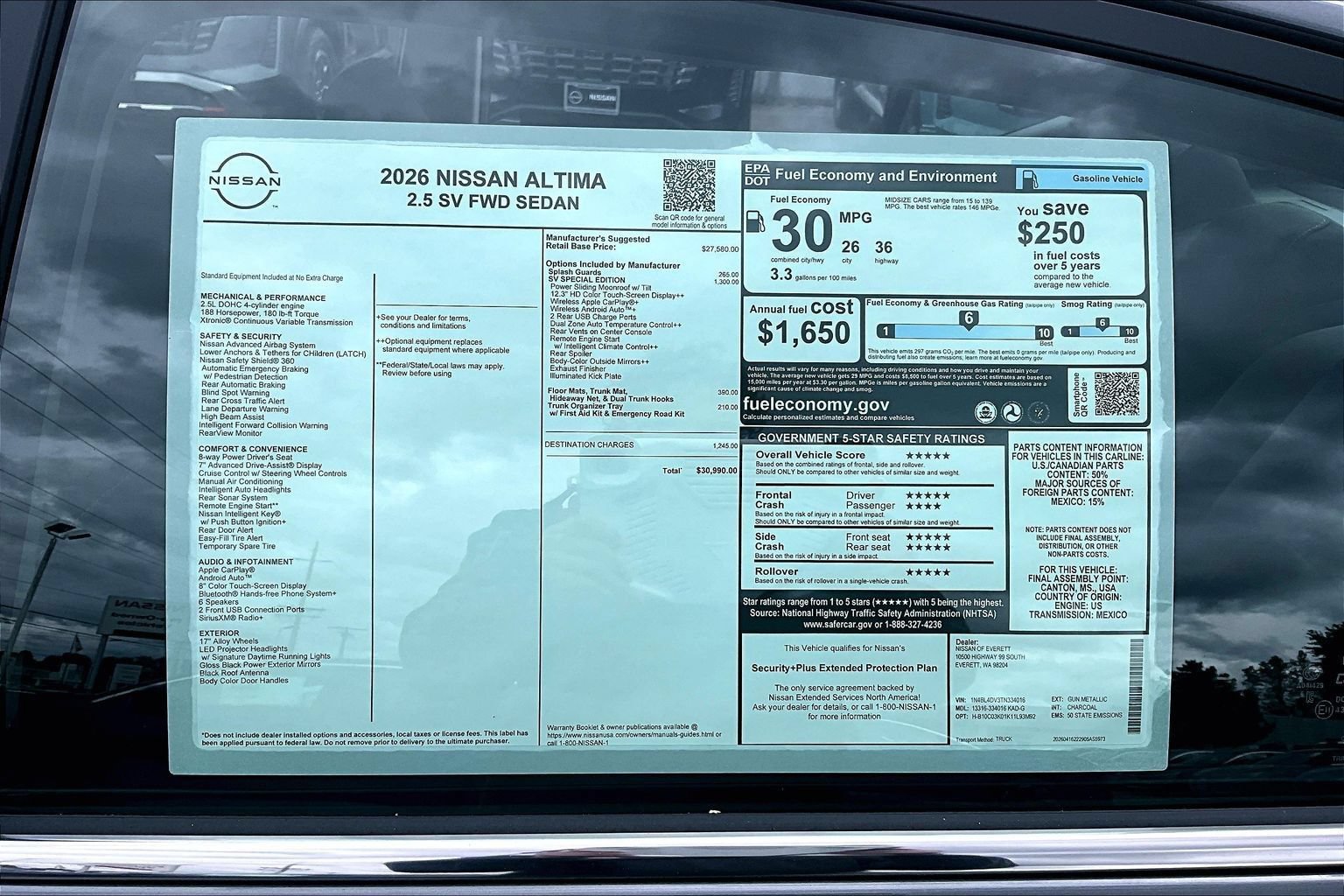 New 2026 Nissan Altima 2.5 SV w/ SV Special Edition Package FWD image 13