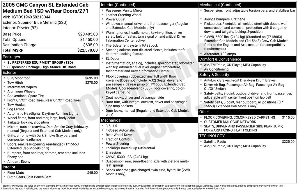 Used 2005 GMC Canyon SL RWD image 7