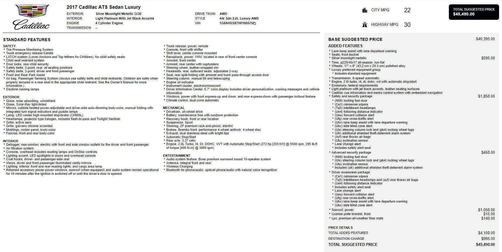Used 2017 Cadillac ATS Luxury w/ Safety and Security Package image 29