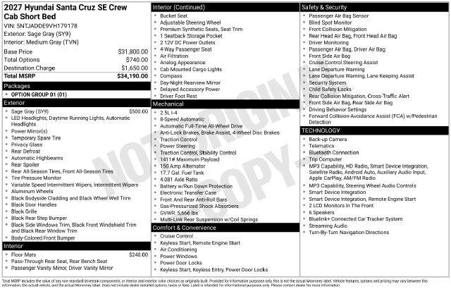 New 2027 Hyundai Santa Cruz SE AWD/4WD image 25