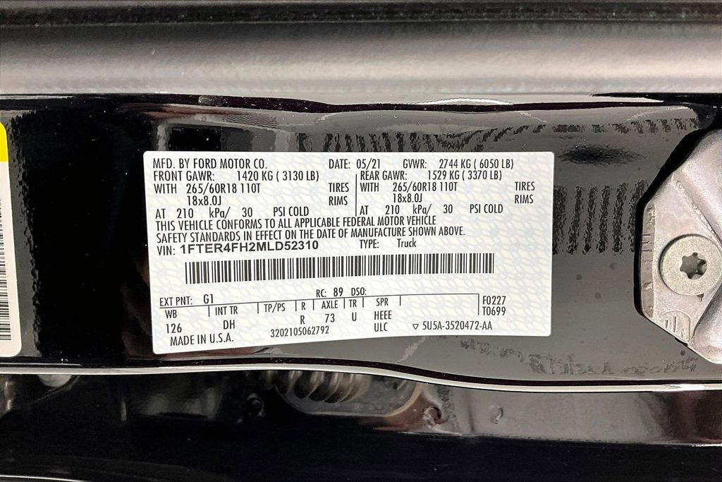 Certified 2021 Ford Ranger Lariat w/ Equipment Group 501A High AWD/4WD image 35