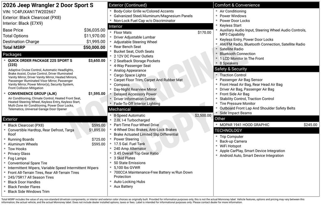New 2026 Jeep Wrangler Sport AWD/4WD image 29