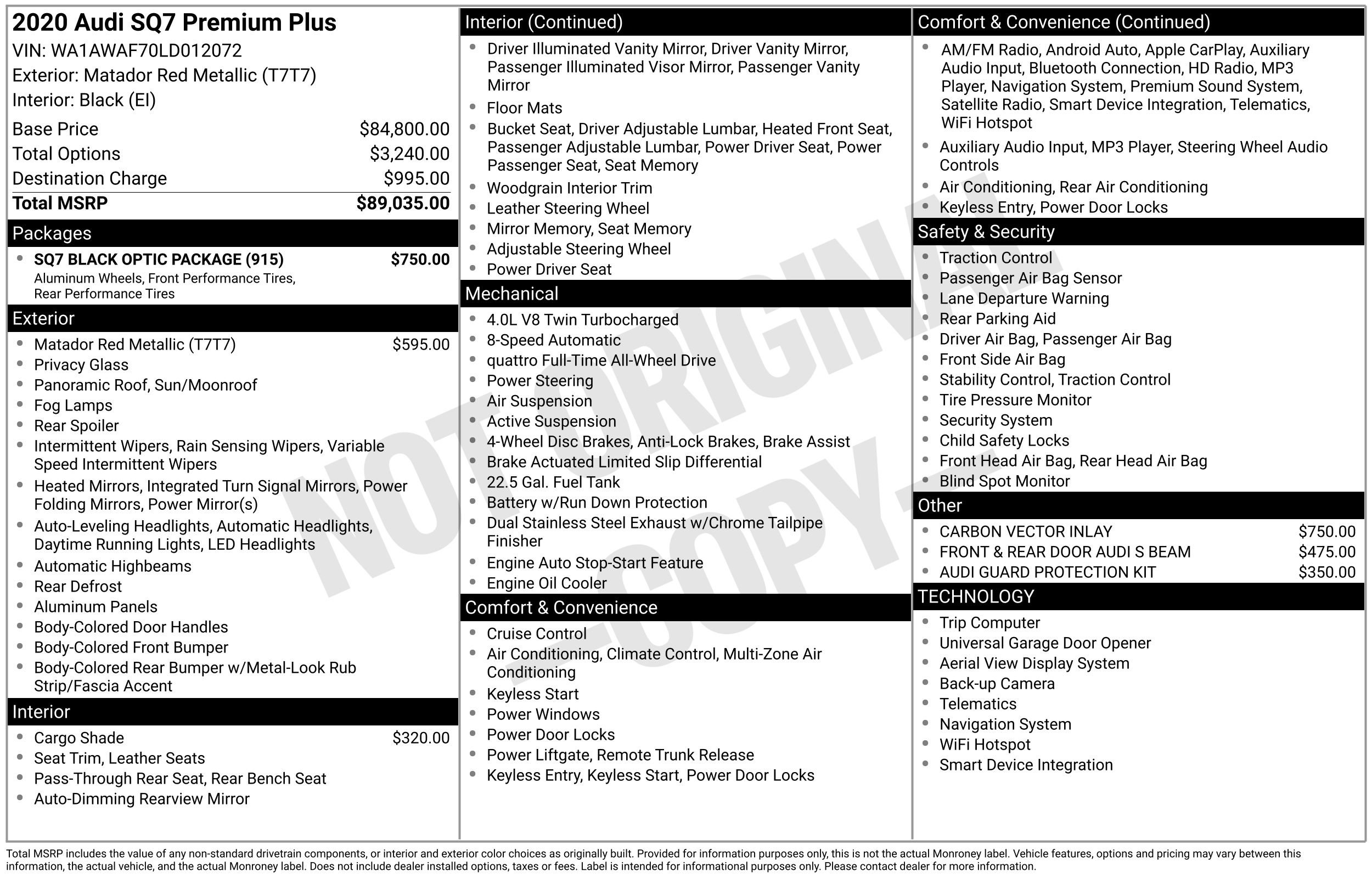 Used 2020 Audi SQ7 Premium Plus w/ SQ7 Black Optic Package image 47