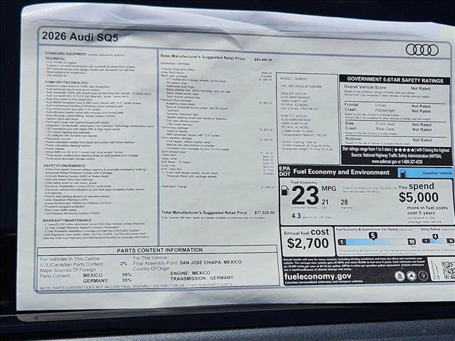 New 2026 Audi SQ5 Premium Plus AWD/4WD image 18