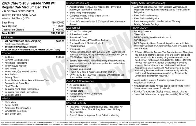 Used 2024 Chevrolet Silverado 1500 W/T w/ WT Convenience Package RWD image 23