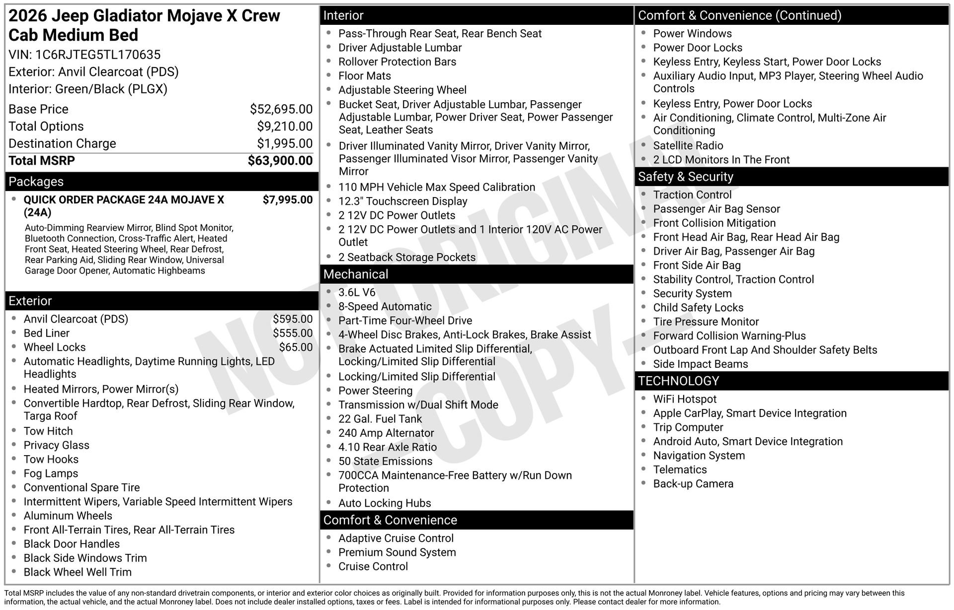 New 2026 Jeep Gladiator Mojave AWD/4WD image 3