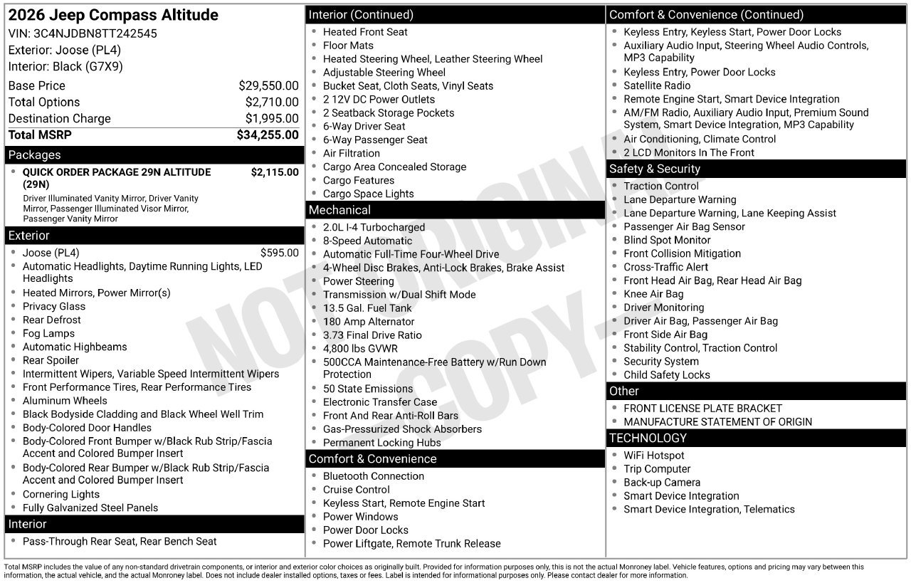 New 2026 Jeep Compass Latitude AWD/4WD image 30