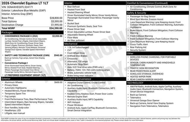New 2026 Chevrolet Equinox LT w/ Convenience Package II FWD video 4
