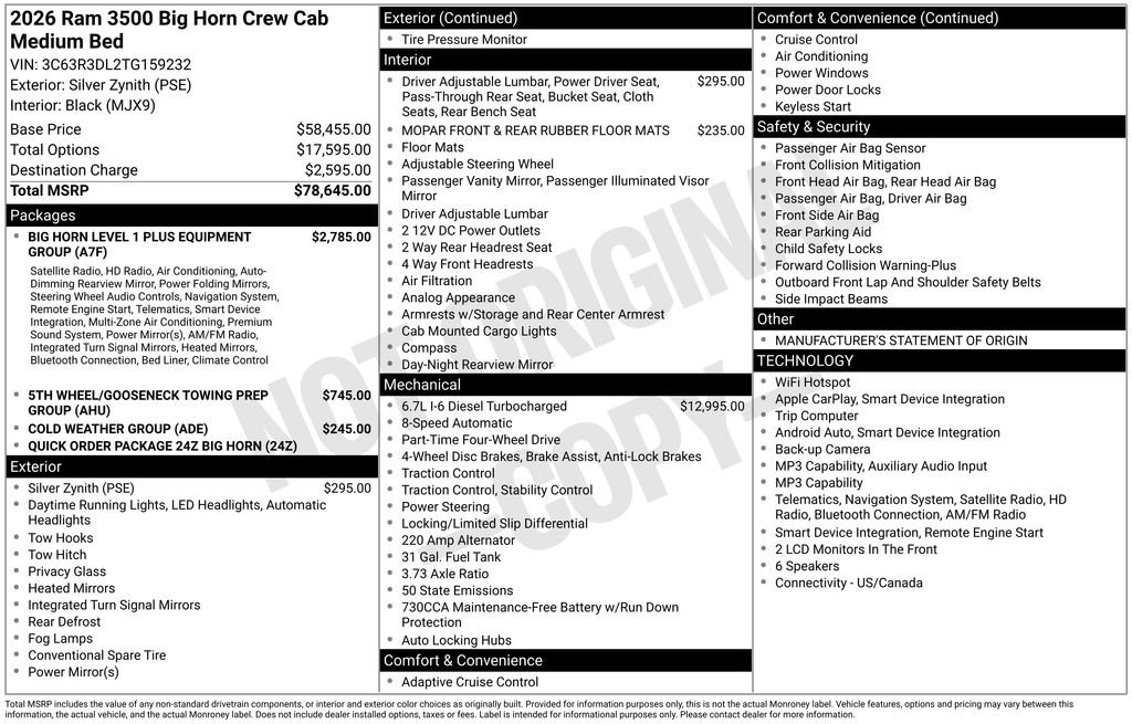 New 2026 RAM 3500 Big Horn AWD/4WD image 2