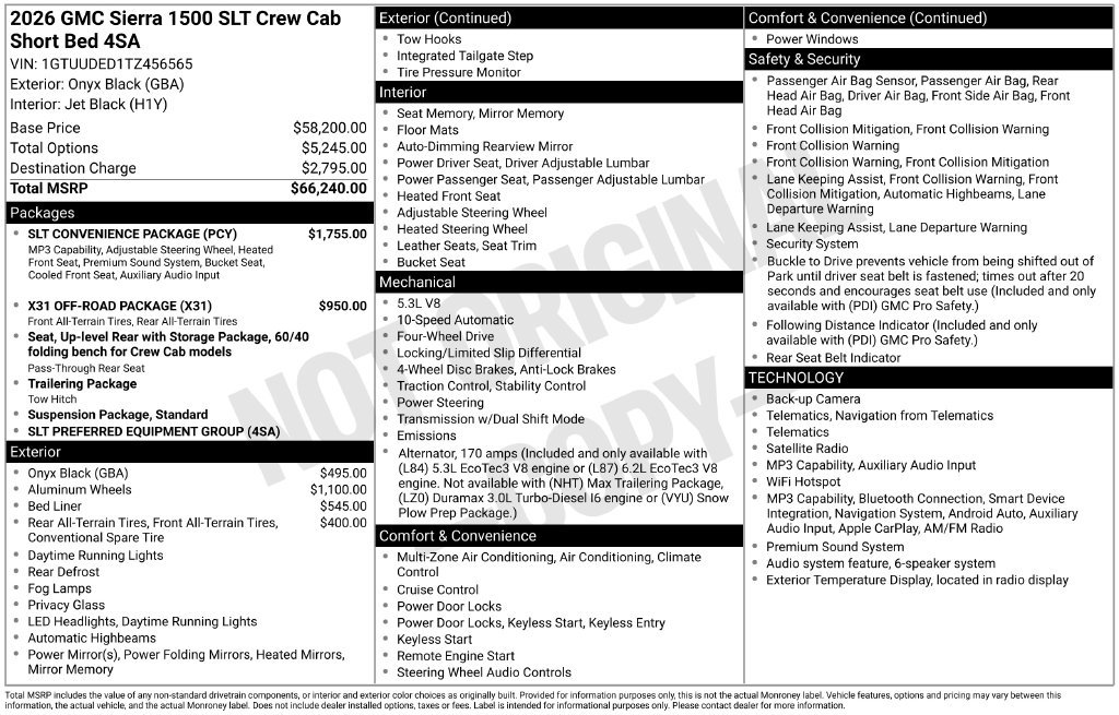 New 2026 GMC Sierra 1500 SLT w/ SLT Convenience Package AWD/4WD image 2