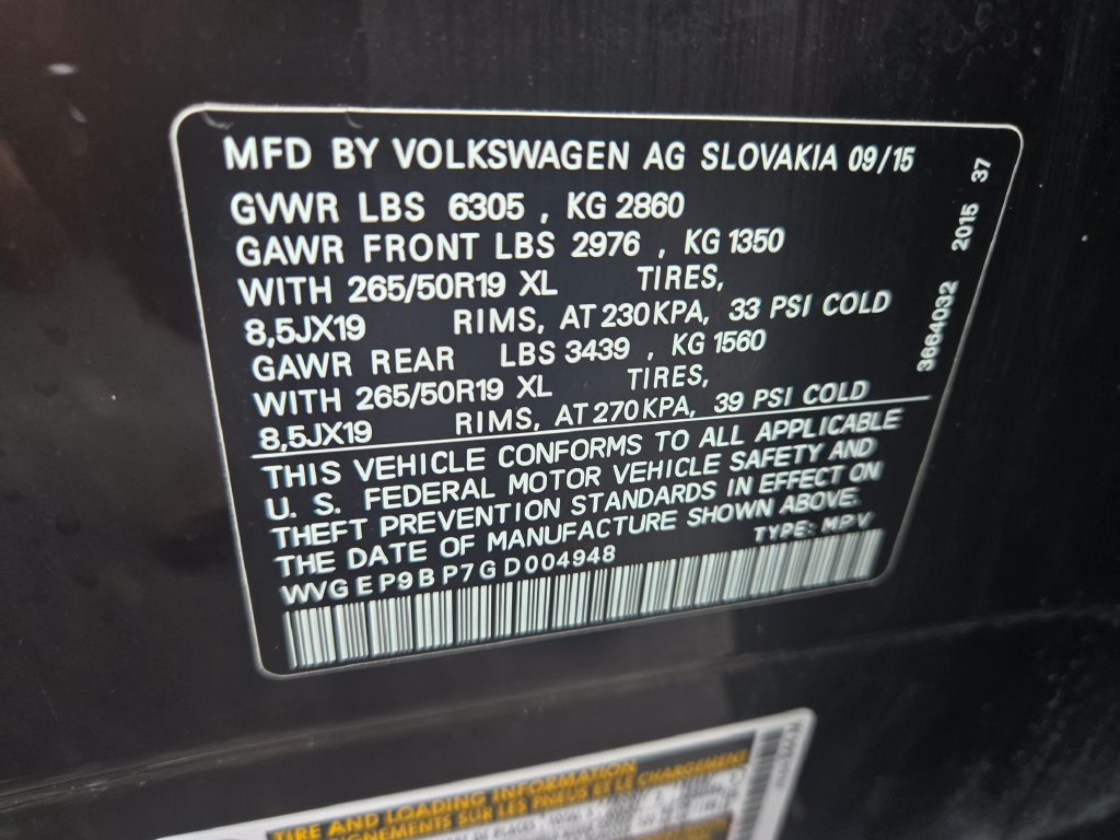 Used 2016 Volkswagen Touareg Sport AWD/4WD image 13
