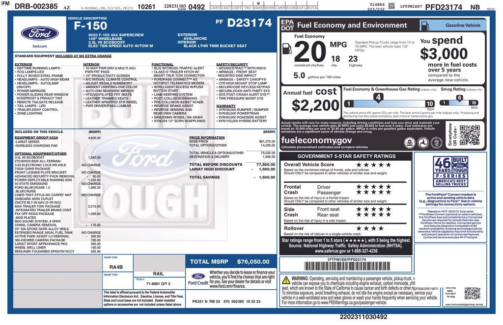 Used 2023 Ford F150 Lariat w/ Equipment Group 502A High AWD/4WD image 26