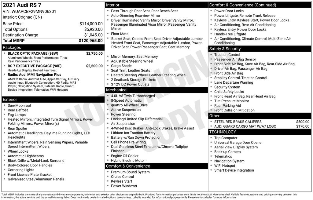 Used 2021 Audi RS 7 Sportback w/ Black Optic Package image 7