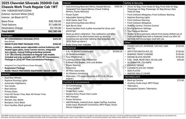 New 2025 Chevrolet Silverado 3500 W/T w/ WT Convenience Package AWD/4WD image 4