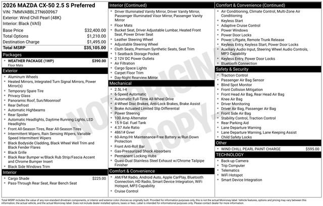 New 2026 MAZDA CX-50 AWD 2.5 S w/ Weather Package image 5