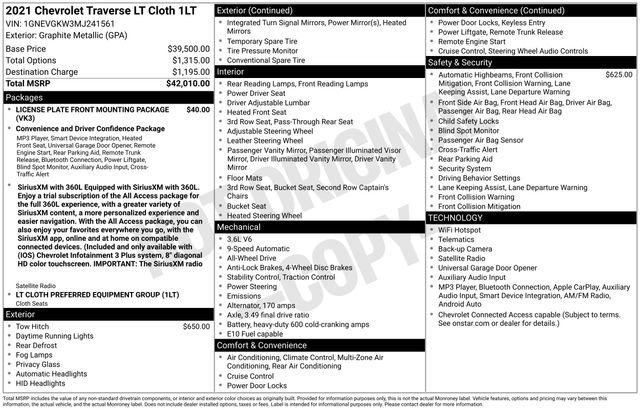 Certified 2021 Chevrolet Traverse LT AWD/4WD image 5