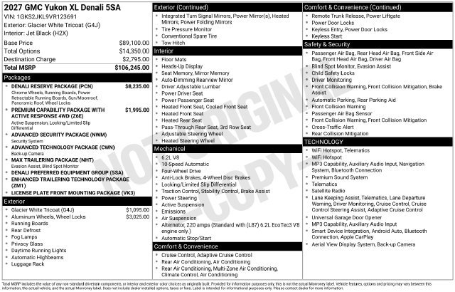 New 2027 GMC Yukon XL Denali w/ Denali Reserve Package AWD/4WD image 2