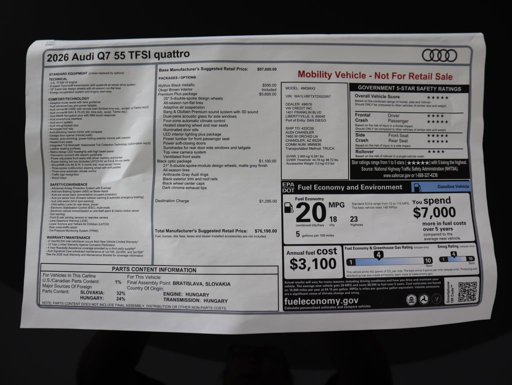 Used 2026 Audi Q7 3.0T Premium Plus w/ Premium Plus Package image 10